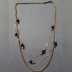 Multi-Layer, Blue and Gold Necklace